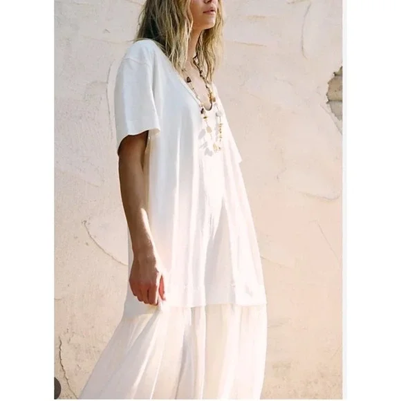 Free People Herron Drop Waist Maxi Dress Ivory White Size XS New With Tags - Picture 2 of 6